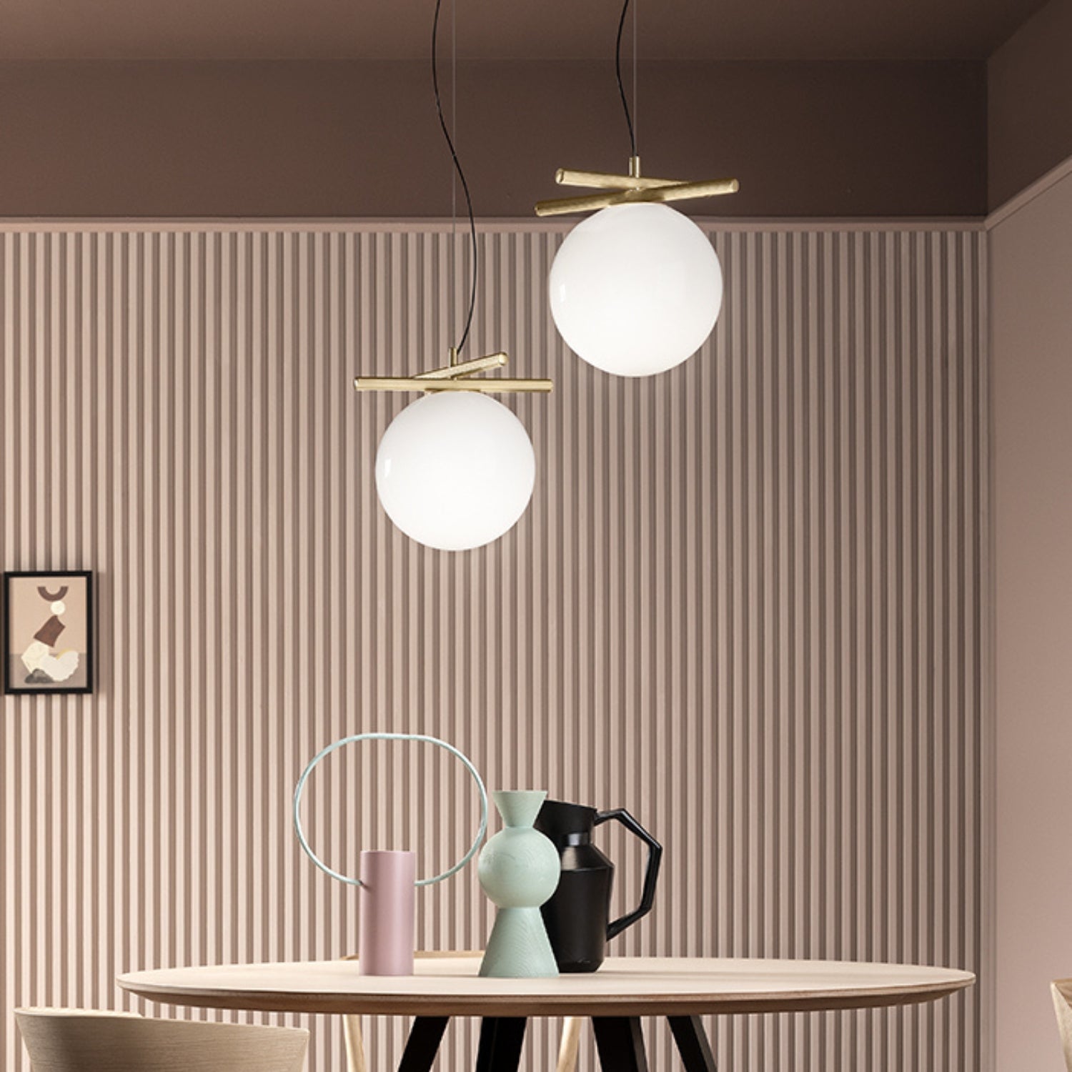 Lampada a sospensione Posy Masiero, sfera vetro di Murano opalino, ordinala da Atlantico a Milano