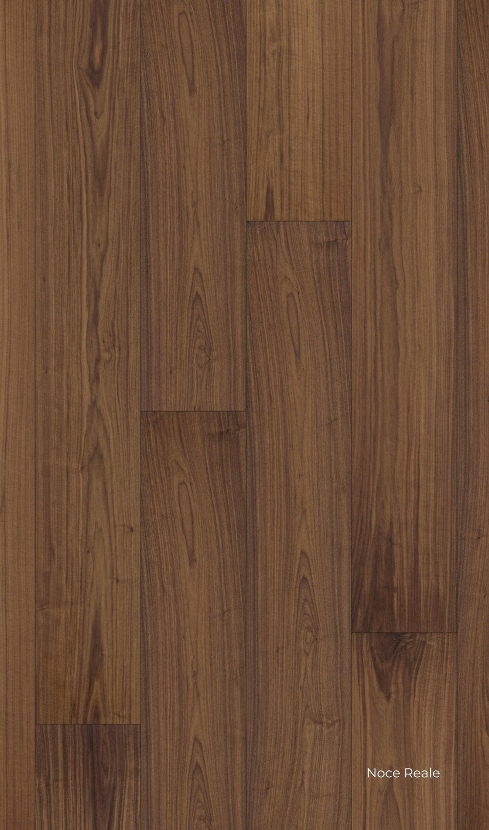 Pavimento Noce Reale Lumbertech Skema con venature marcate e tonalità calde e scure