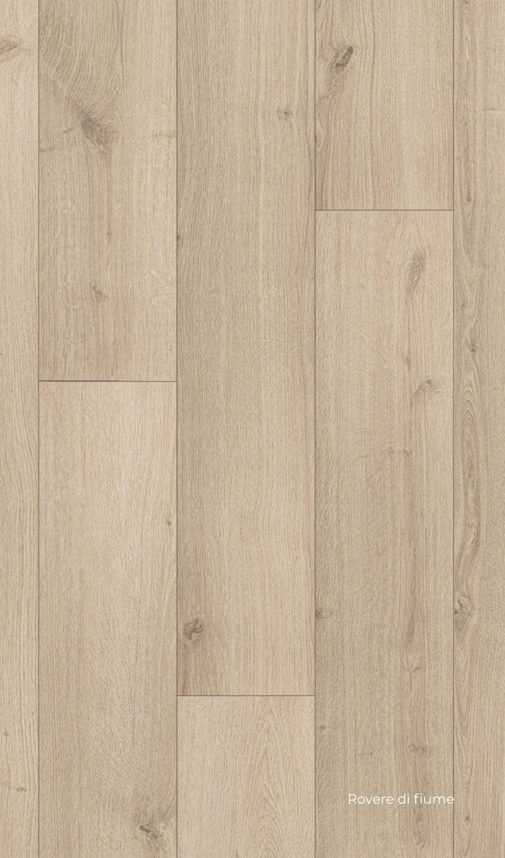 Pavimento in laminato effetto legno chiaro sbiancato, finitura Rovere di Fiume Facile+ di Skema