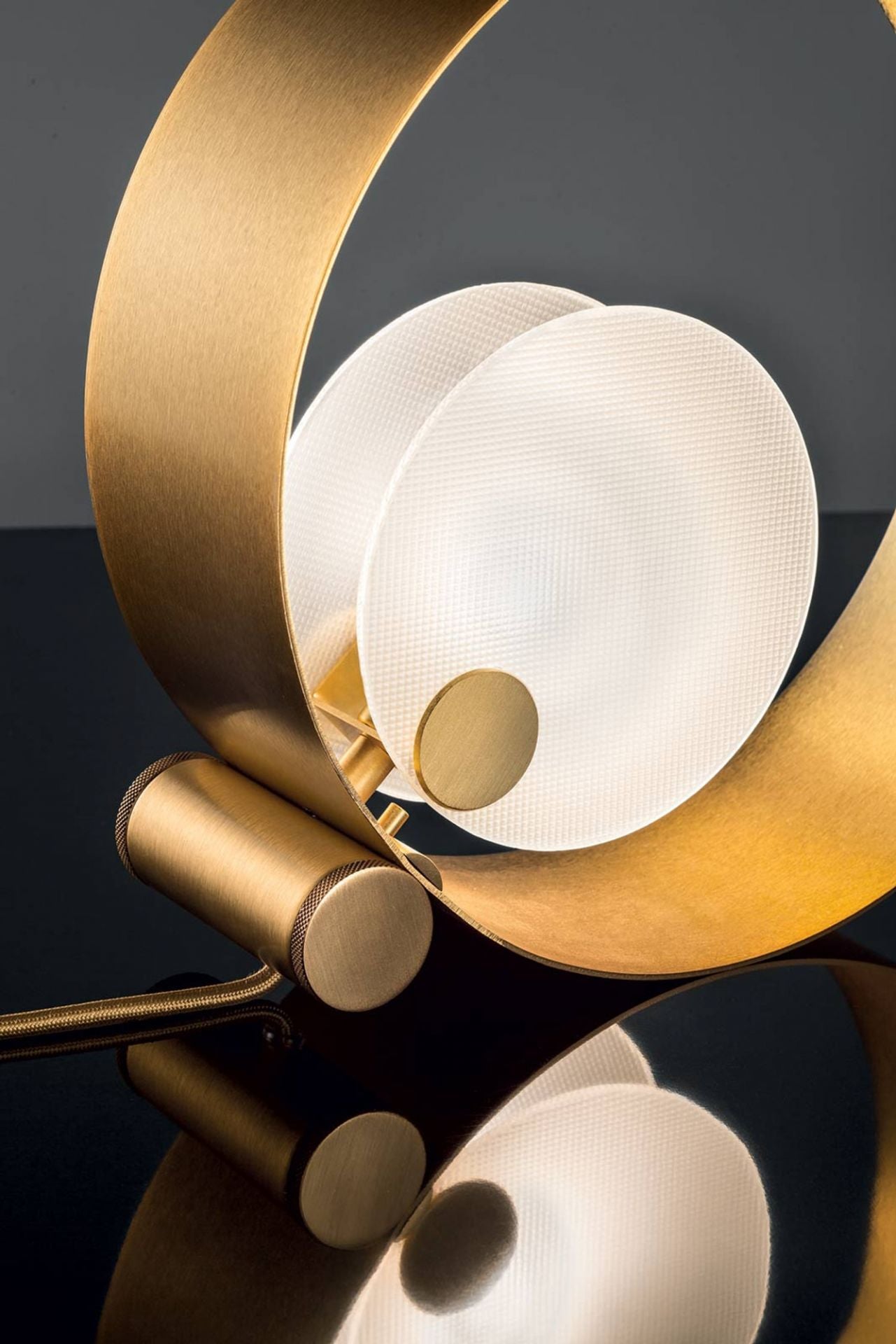 Lampada da tavolo Sound Masiero – Vetro decorato e metallo spazzolato