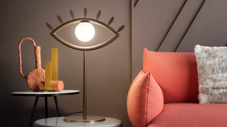 Lampada da tavolo Visio Masiero occhio con diffusore in vetro di Murano