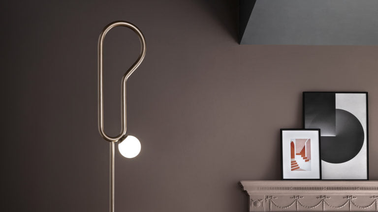 Piantana Visio Masiero con elemento a forma di orecchio e sfera in vetro di Murano