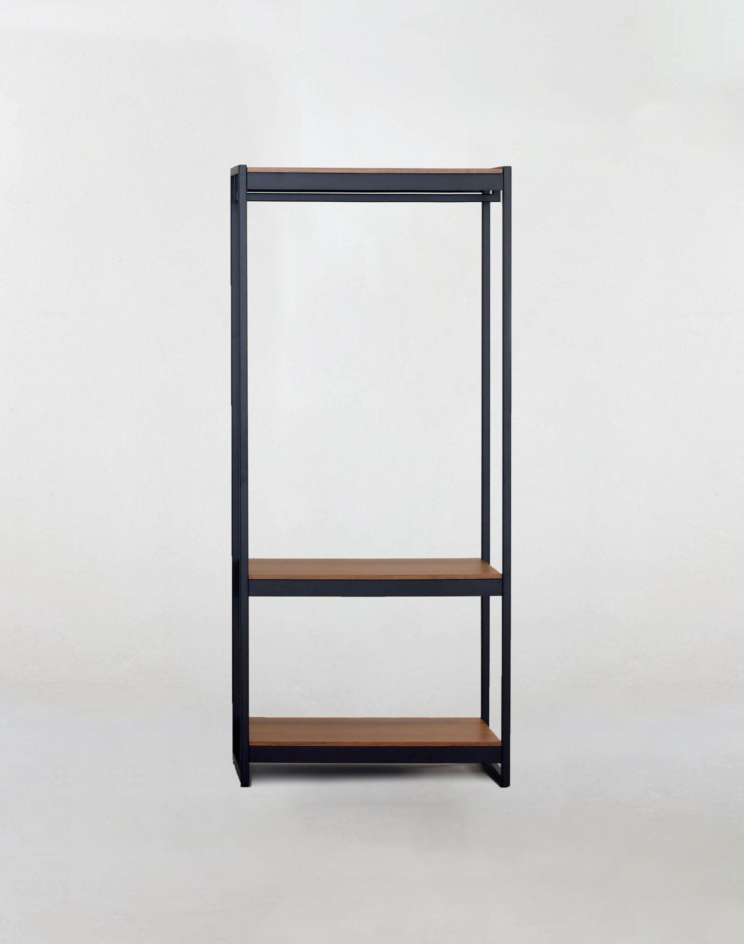 Guardaroba modulare Vestia Large xam acciaio nero e legno naturale, design minimal