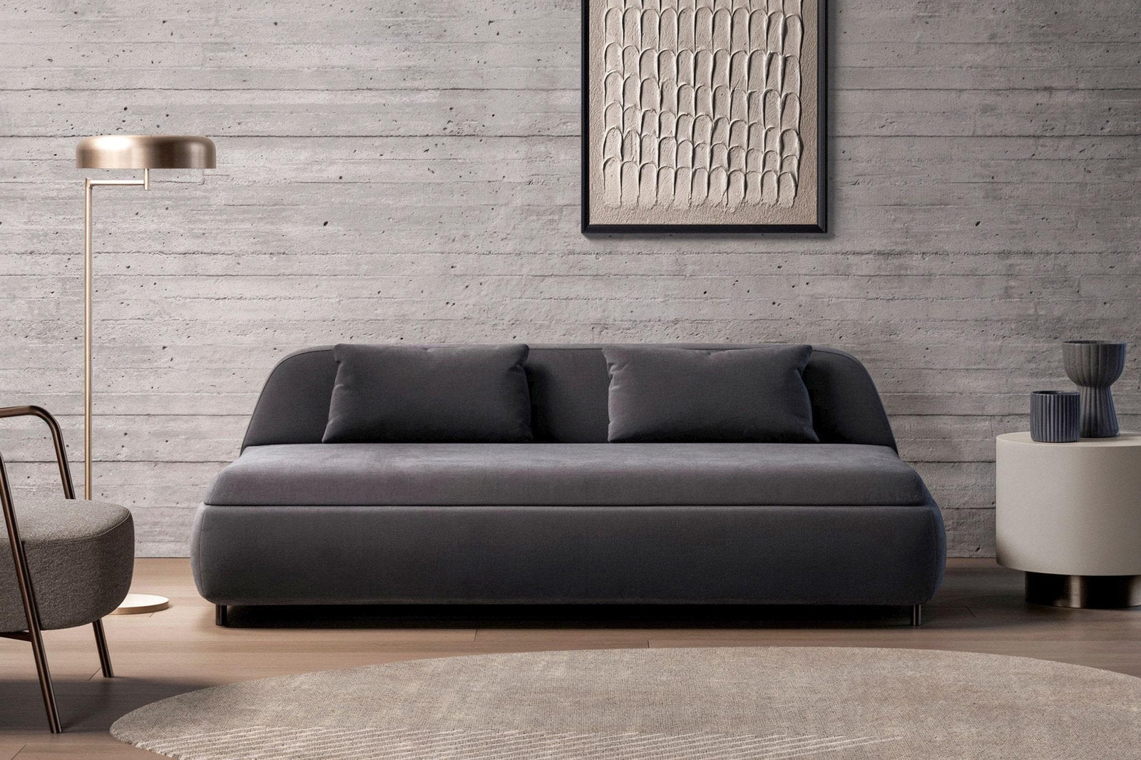 Apollo Bodema divano letto trasformabile antracite in tessuto – Atlantico Milano