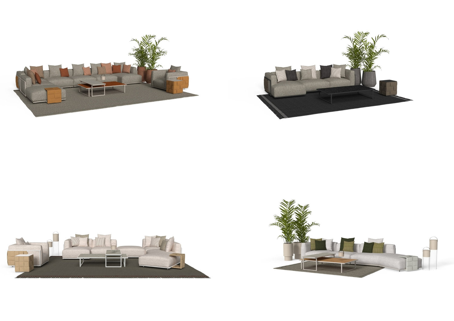 composizioni divano modulare outdoor Tressé Talenti moduli lineari e angolari