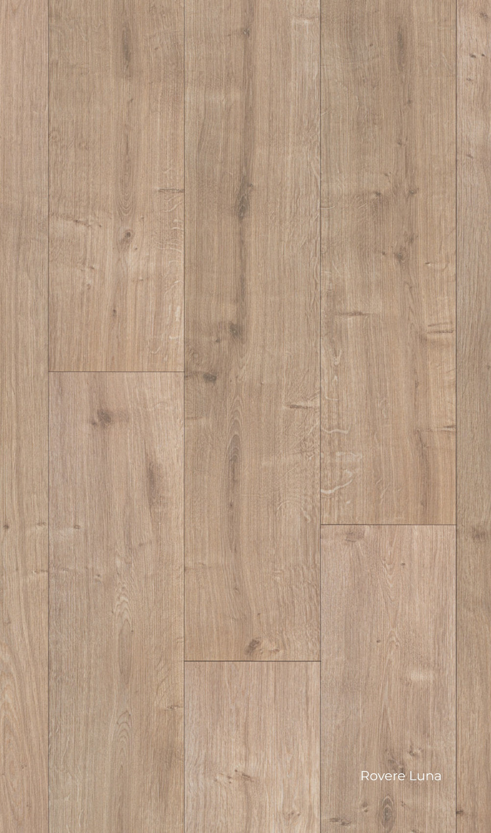 Doghe in laminato effetto legno con nodi a vista, finitura Rovere Luna della linea Facile+ di Skema