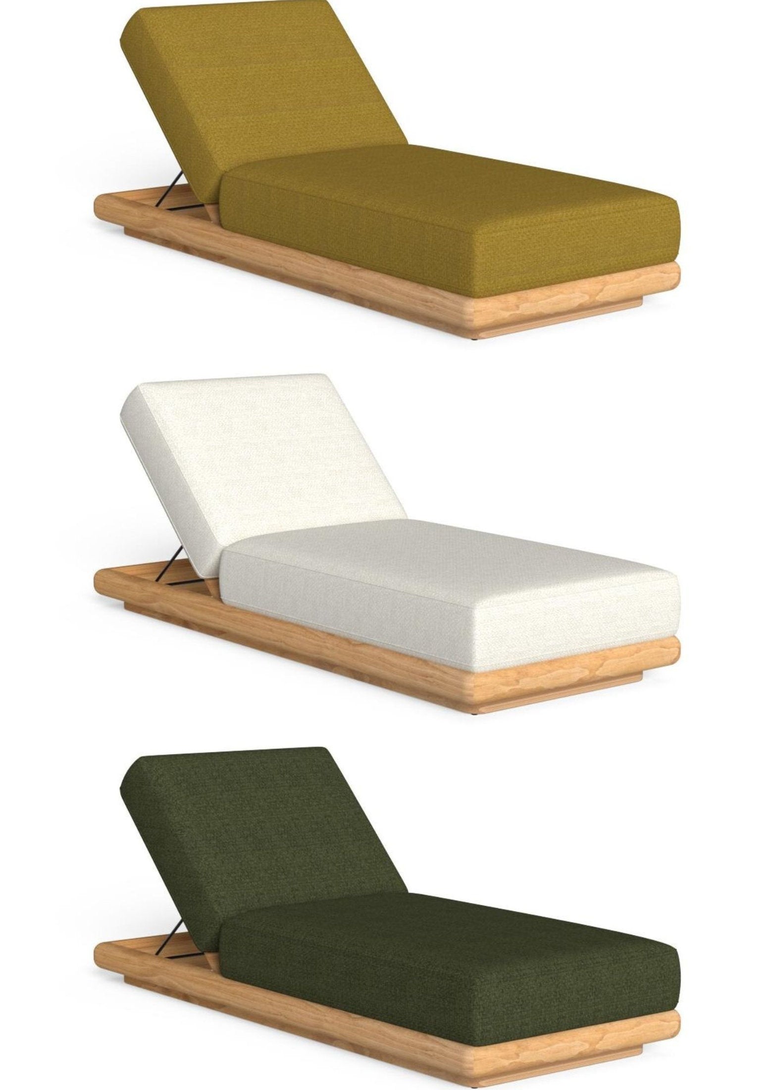 Finiture lettino Itaca Talenti Accoya con tessuti outdoor Milk White Jungle Sunflower