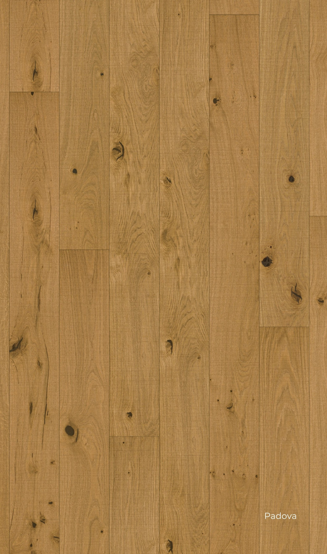 Parquet in rovere Padova di Skema con nodi a vista e tonalità calda, posa a doga