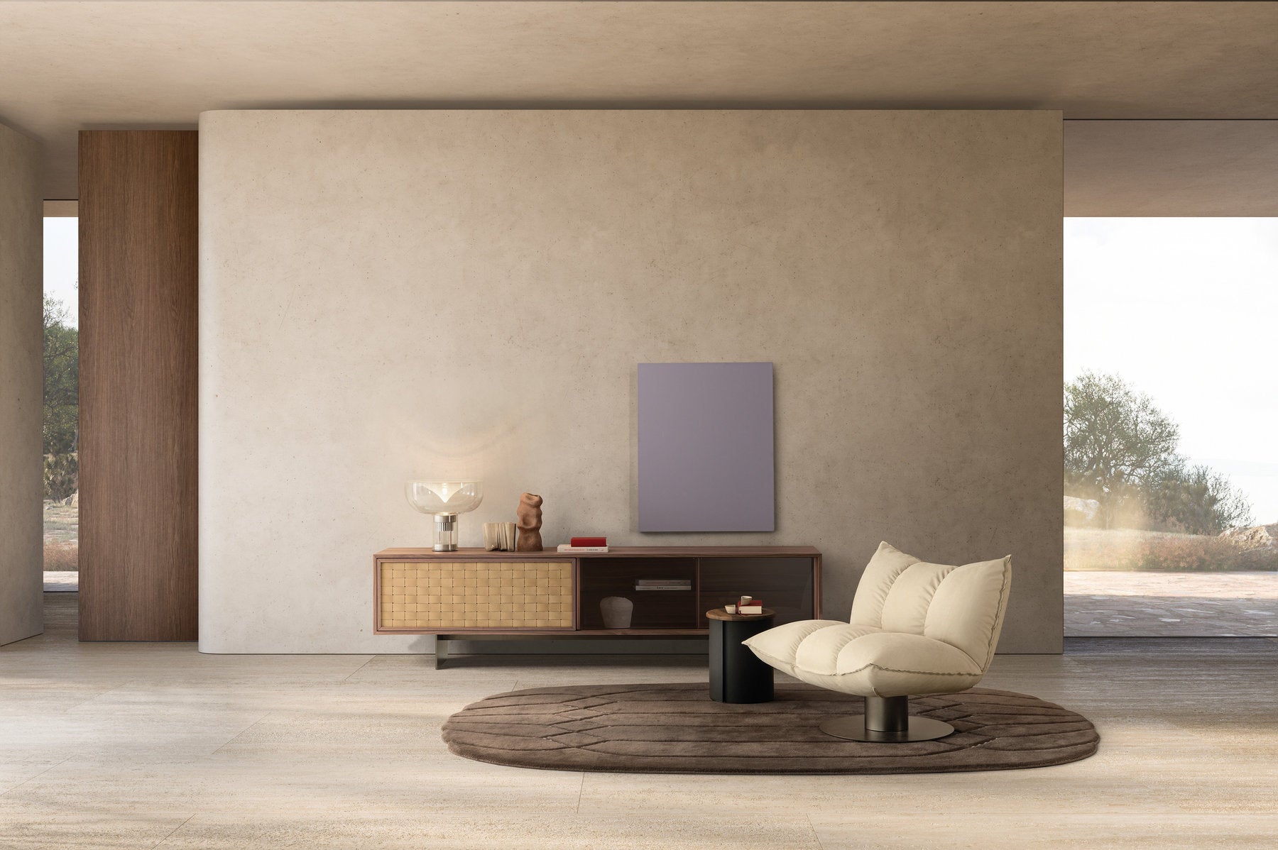 Poltrona Dock Cierre1972 in living contemporaneo, seduta lounge imbottita chiara