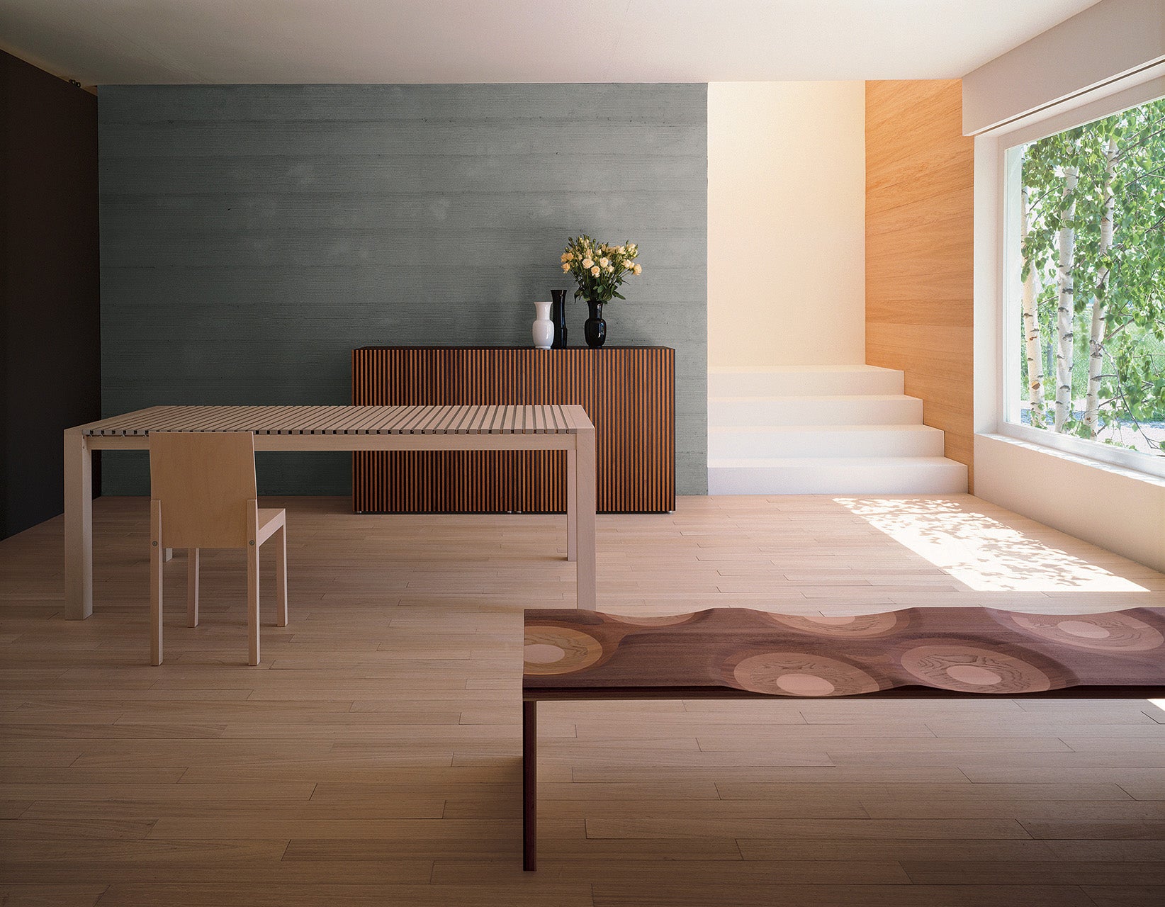 Ripples indoor panca in legno scolpita