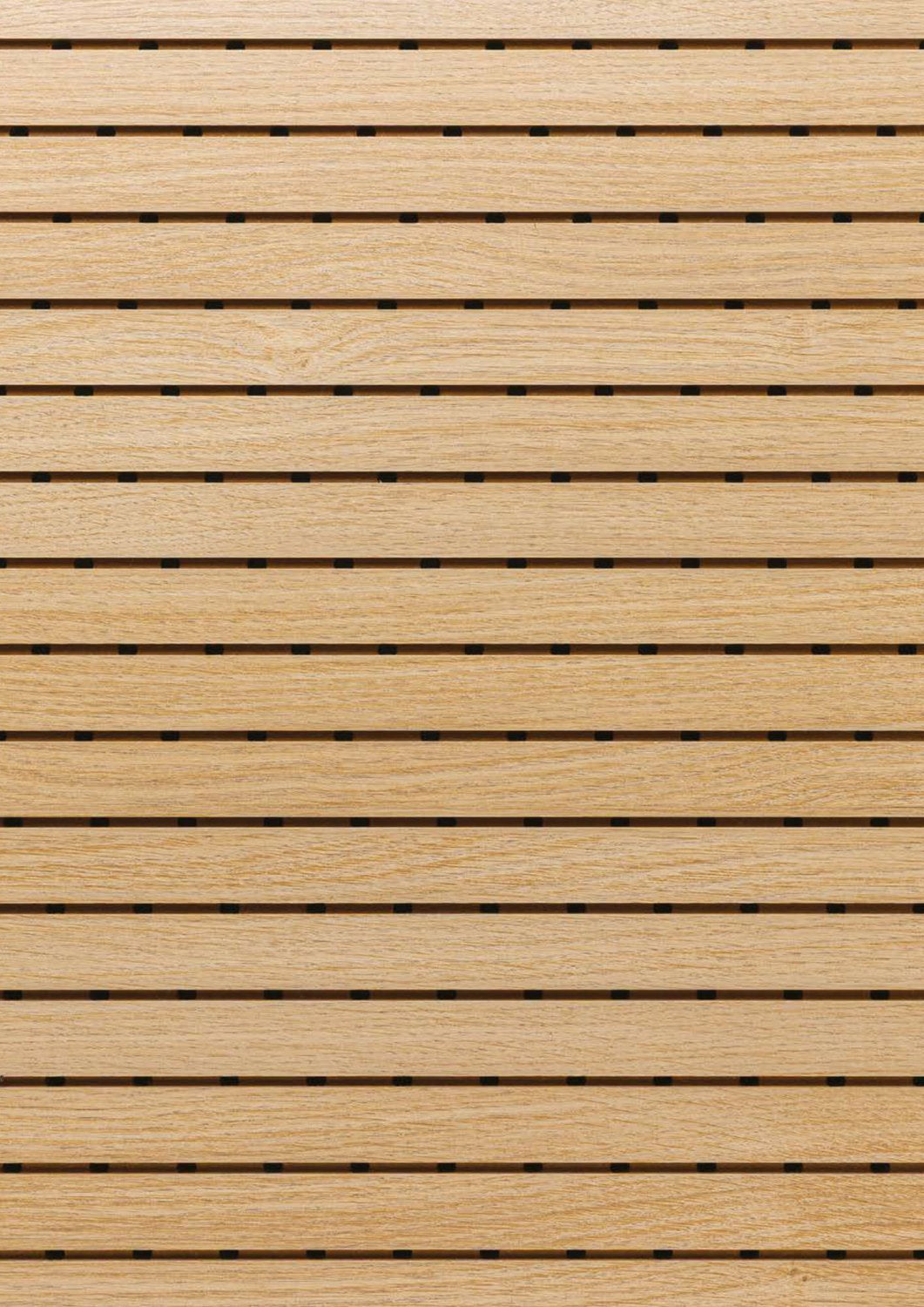 Rivestimento fonoassorbente SONORA a righe per pareti in rovere naturale correzione acustica ambienti