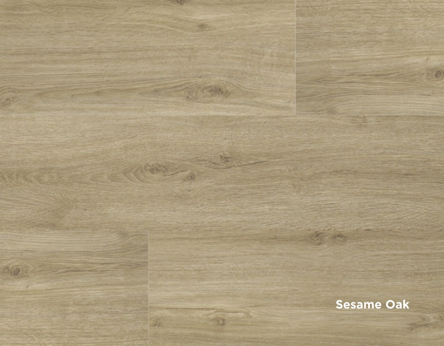 : Pavimento laminato Sesame Oak, finitura beige freddo con venature leggere e tono desaturato.