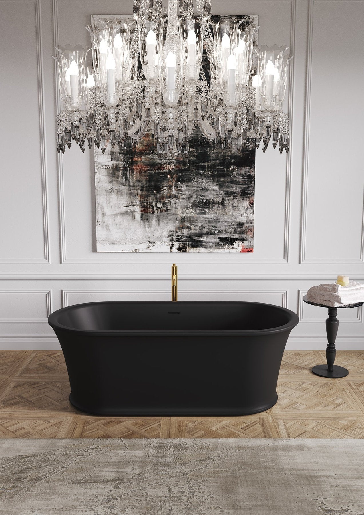 Vasca centro stanza Skye Central, design vittoriano contemporaneo, finitura opaca nera