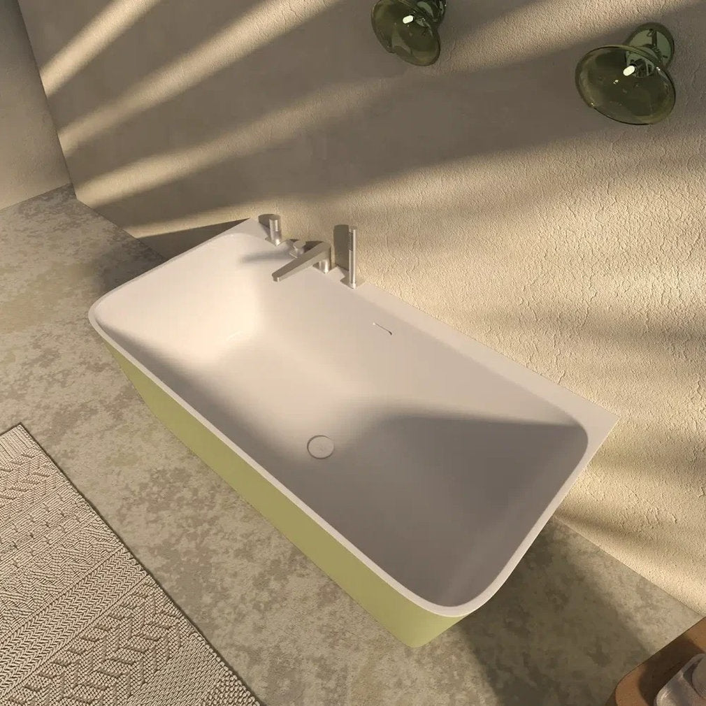 Vasca rettangolare Meda Wall vista dall'alto finitura bicolore verde interno bianco