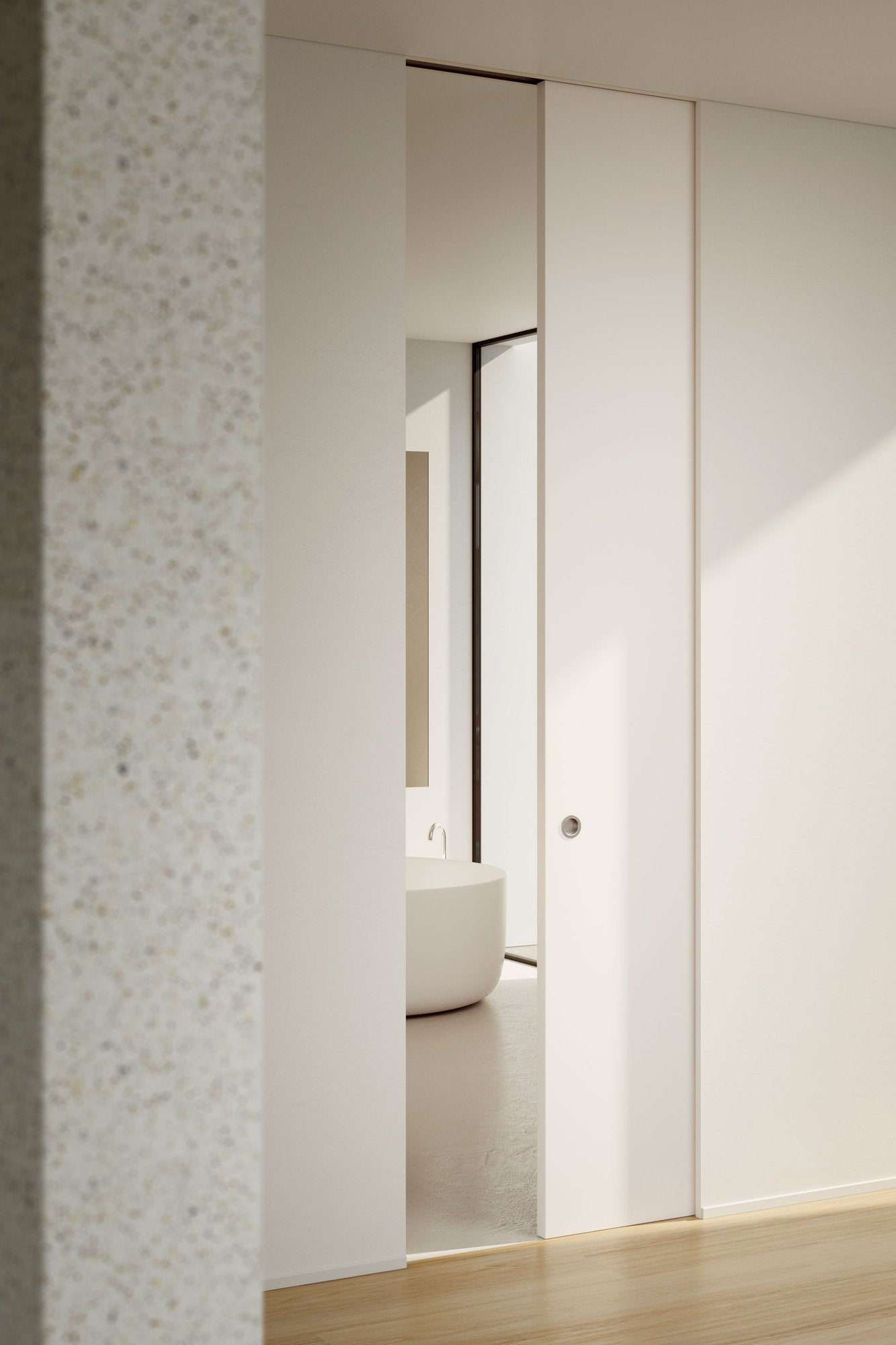 Porta scorrevole interno muro VSI Viva minimal in contesto residenziale