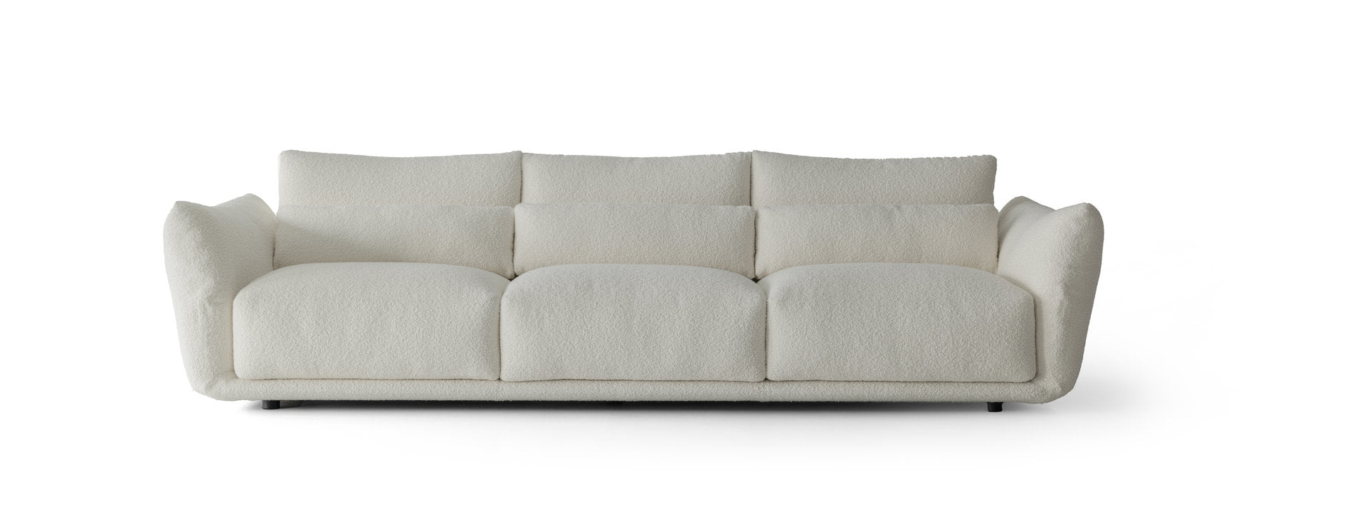 Divano tre posti effetto nuvola Clift di Cierre 1972 in tessuto bouclé bianco