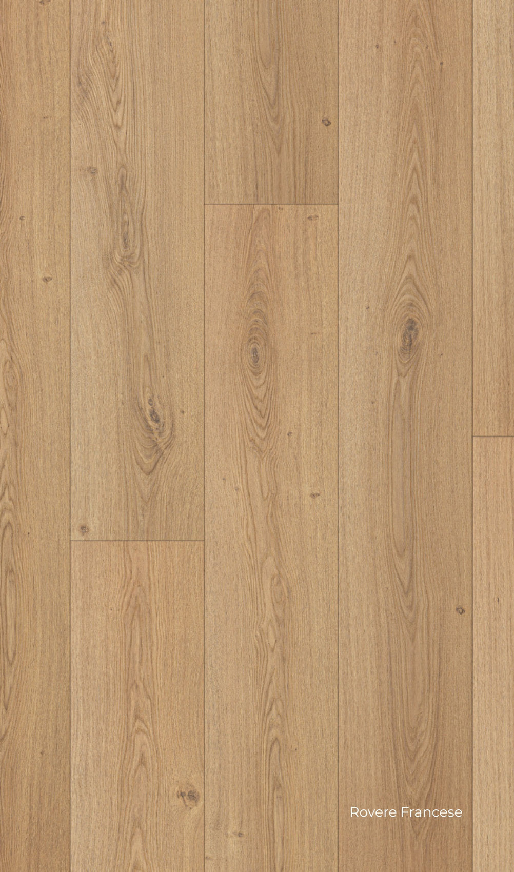 Skema Prestige Gold Rovere Francese, pavimento laminato effetto rovere neutro con venature sabbia e cenere.