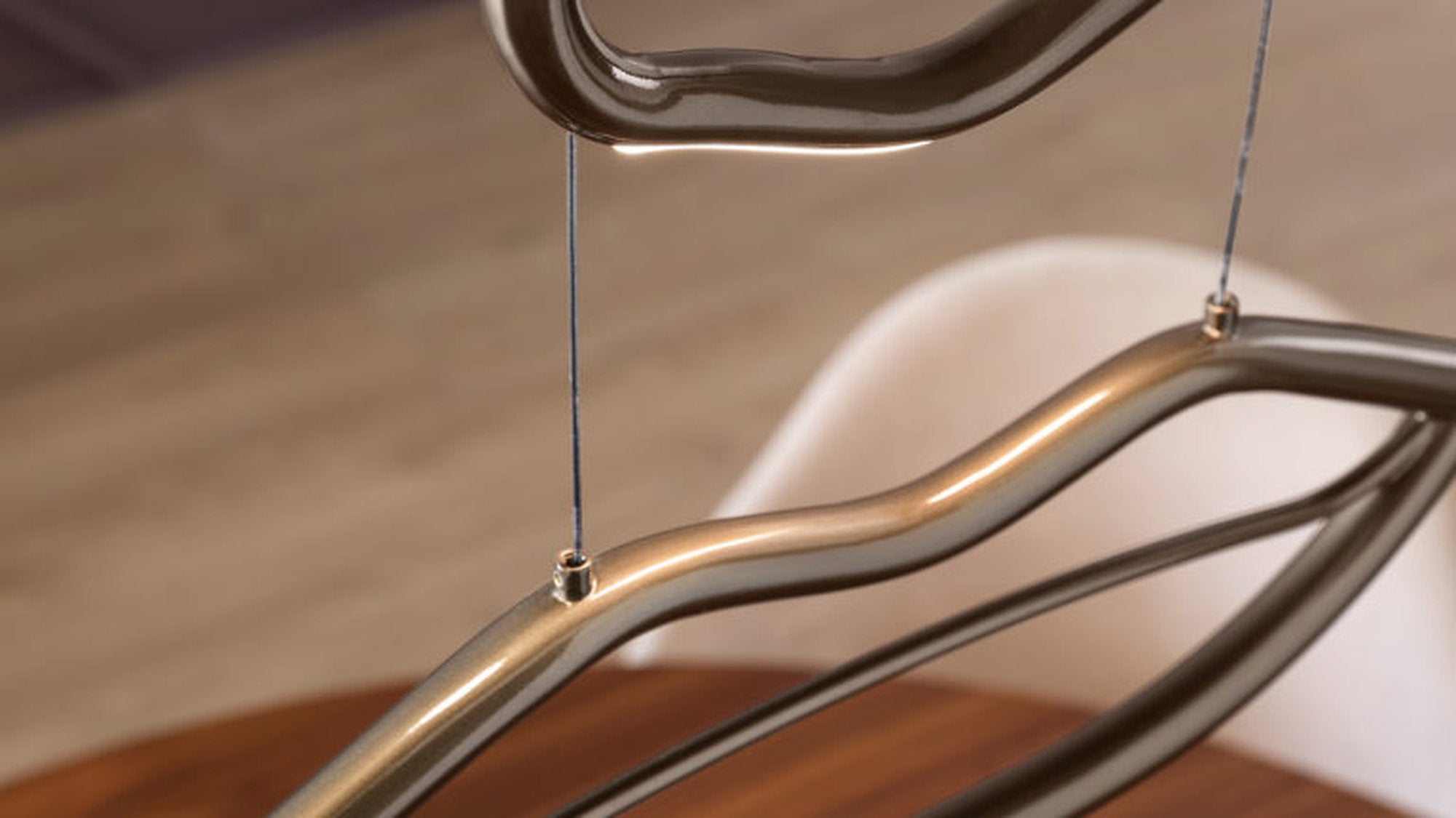 Struttura curvata in metallo verniciato della lampada Visio Masiero by Nava e Arosio