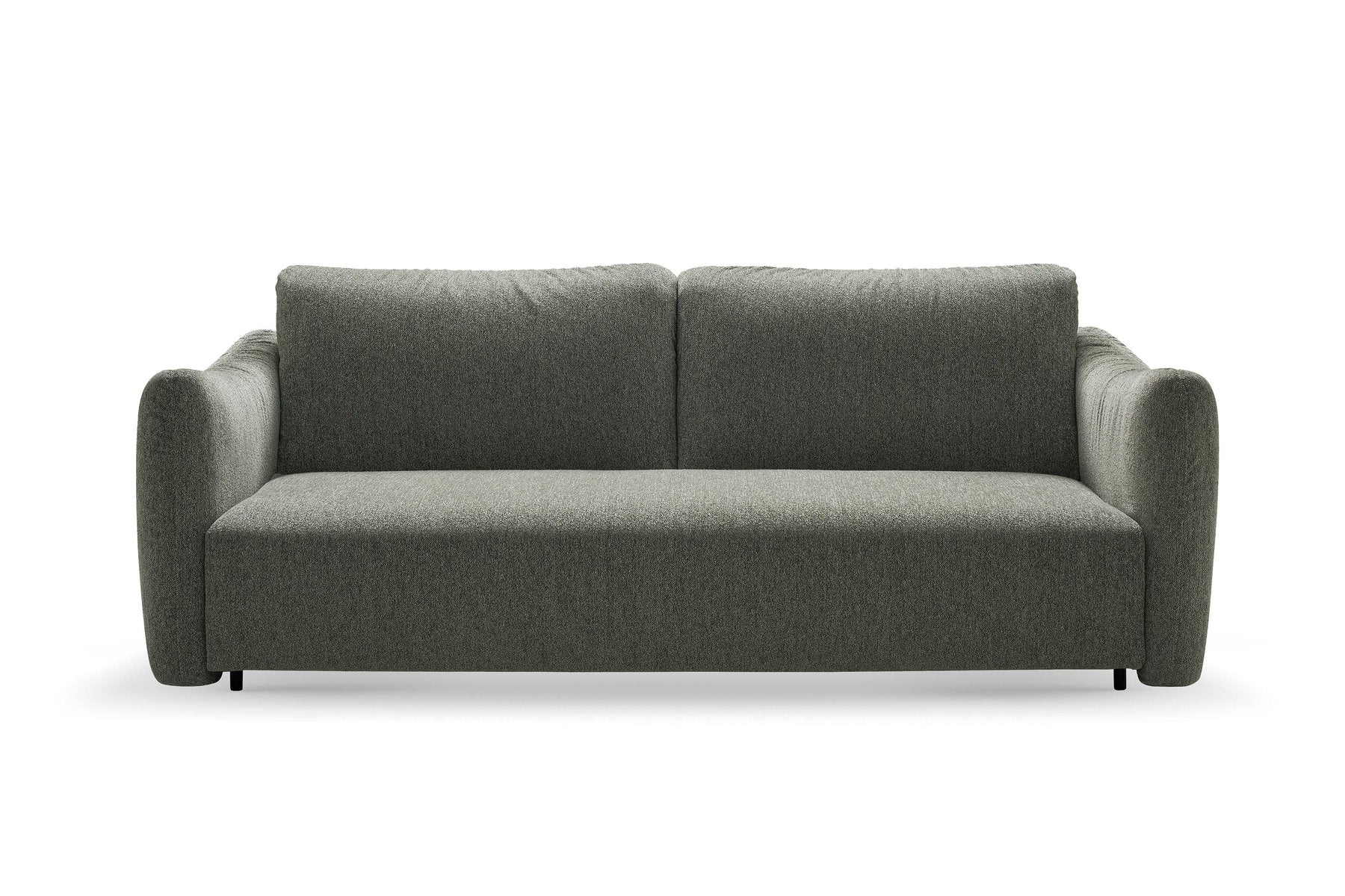 Divano letto sfoderabile Olivier vista frontale, rivestimento tessuto grigio verde