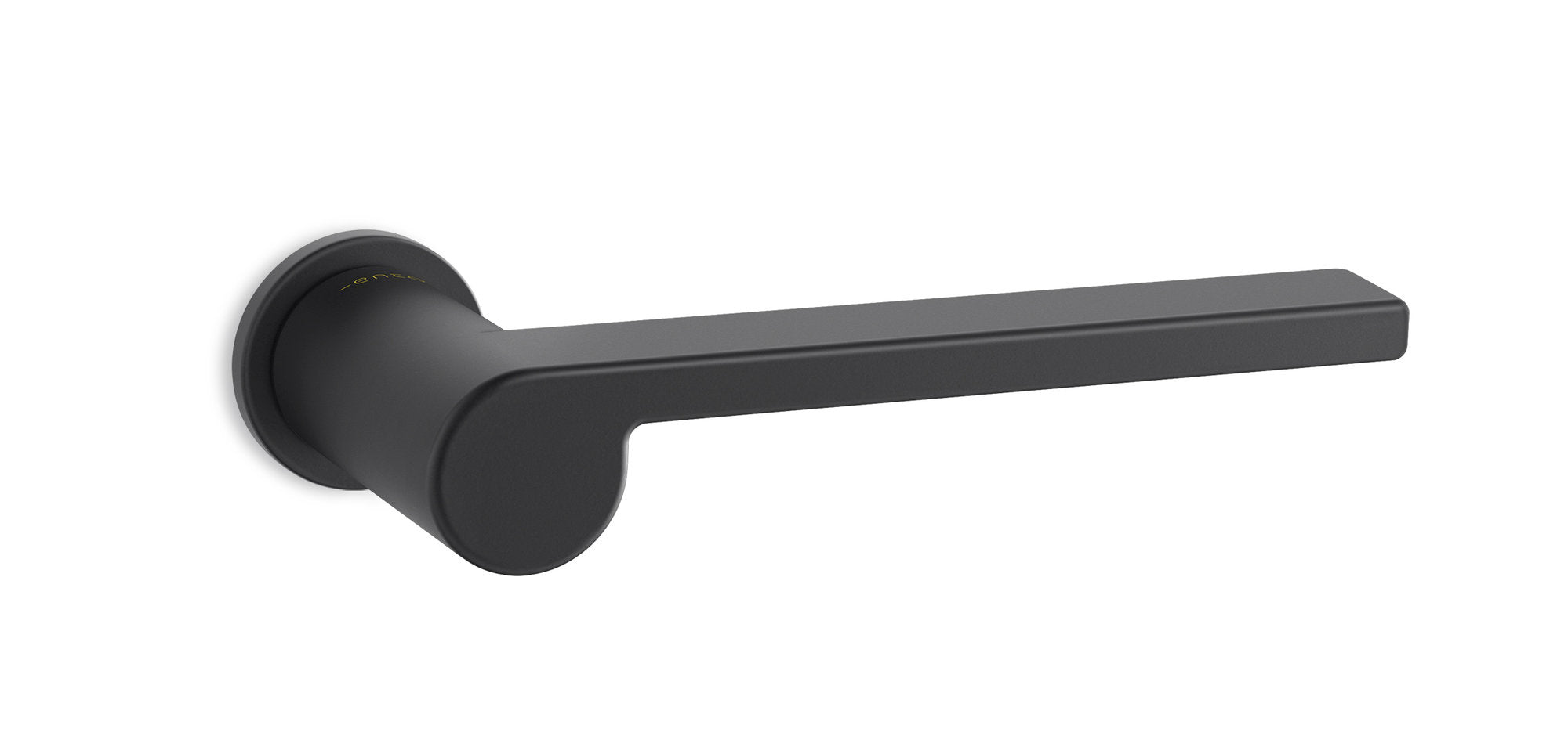 Maniglia per porta Ento Lev in ottone, rosetta C3, smalto nero opaco anti-impronta