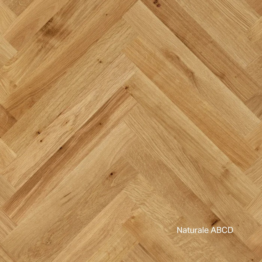 Parquet rovere a spina italiana Woodco HIM, selezione Naturale ABCD, dettaglio superficie