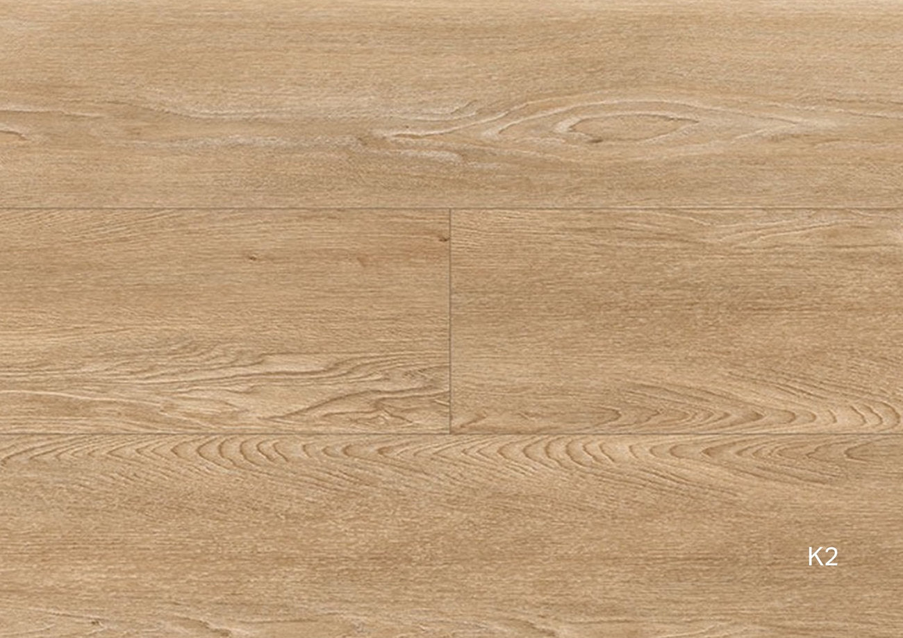 Pavimento SPC Flow 55 K2, effetto legno rovere beige greige con venatura delicata 