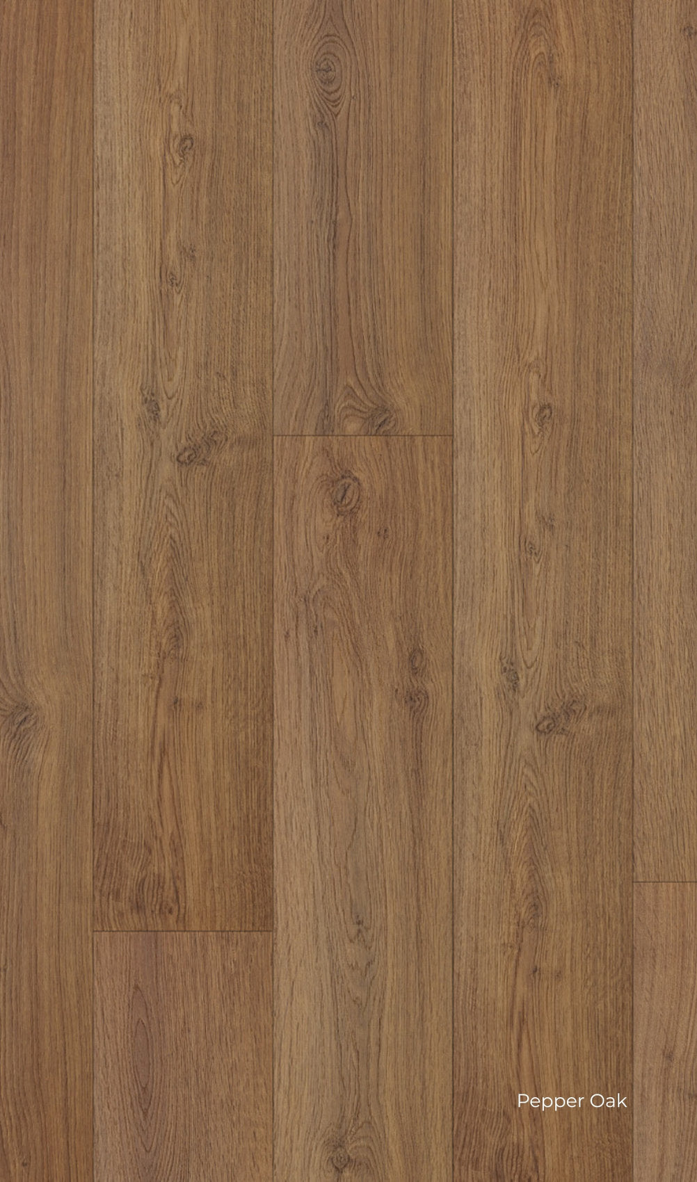 pavimento in laminato effetto legno Skema Prestige Gold Hydro Pepper Oak, rovere scuro con nodi marcati.