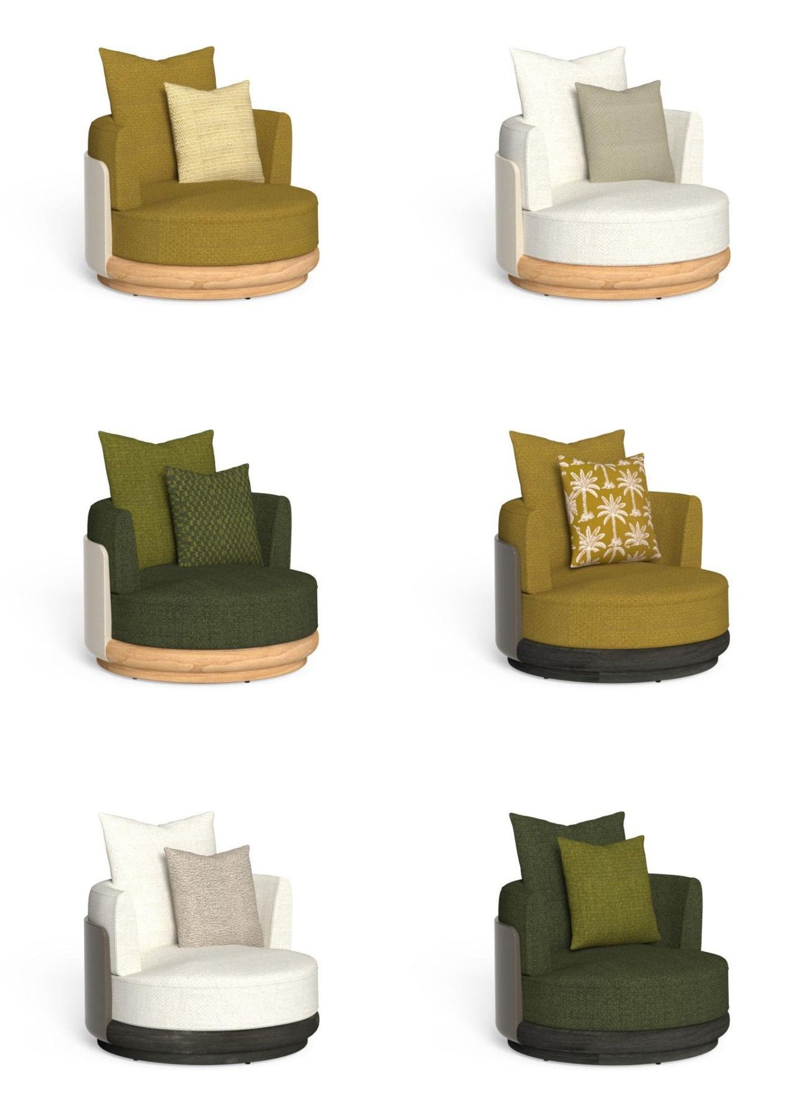 Poltrona living girevole Itaca di Talenti in diverse finiture per arredo outdoor di design
