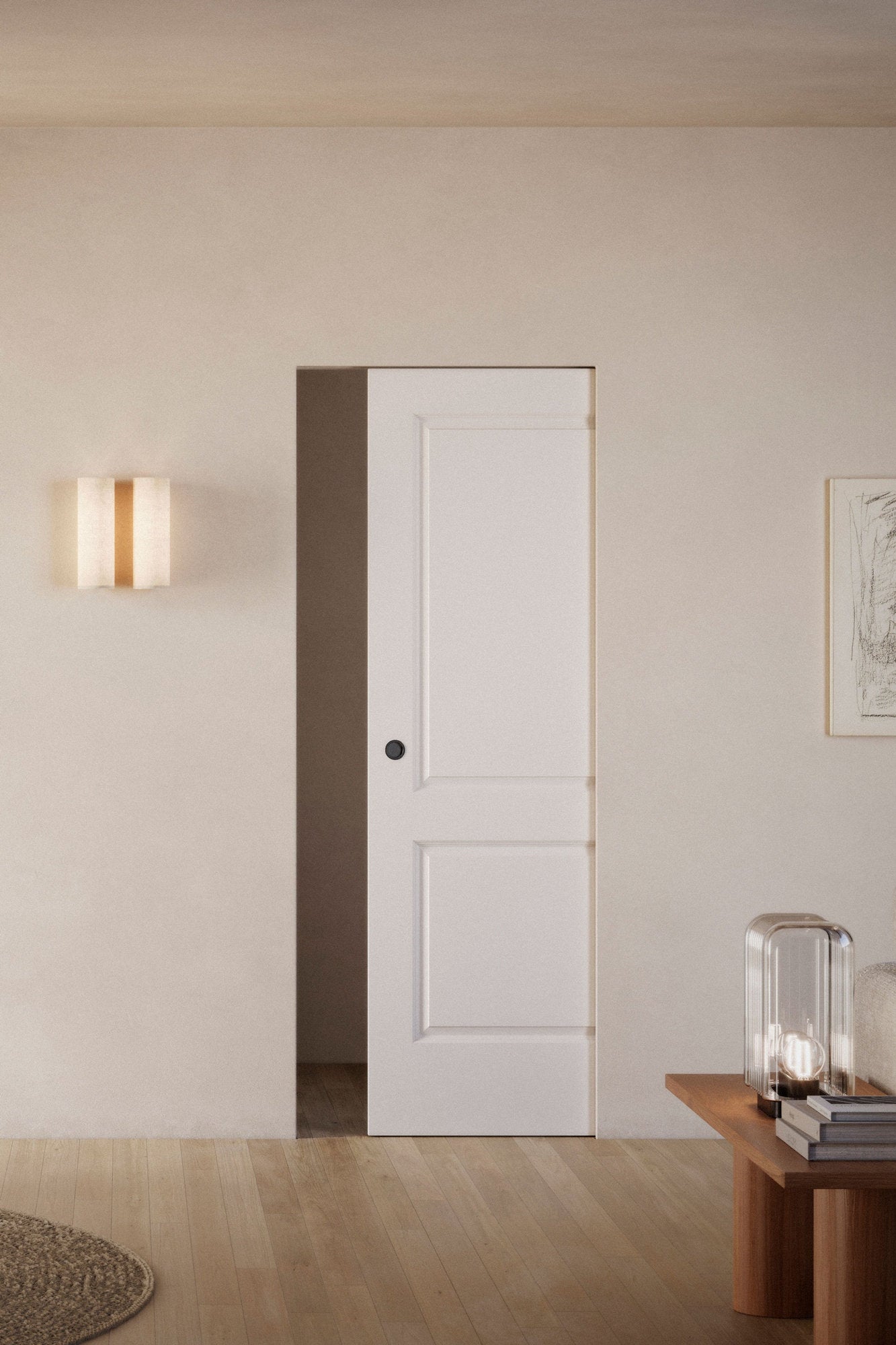 Porta scorrevole interno muro VSI Viva in ambiente living moderno 