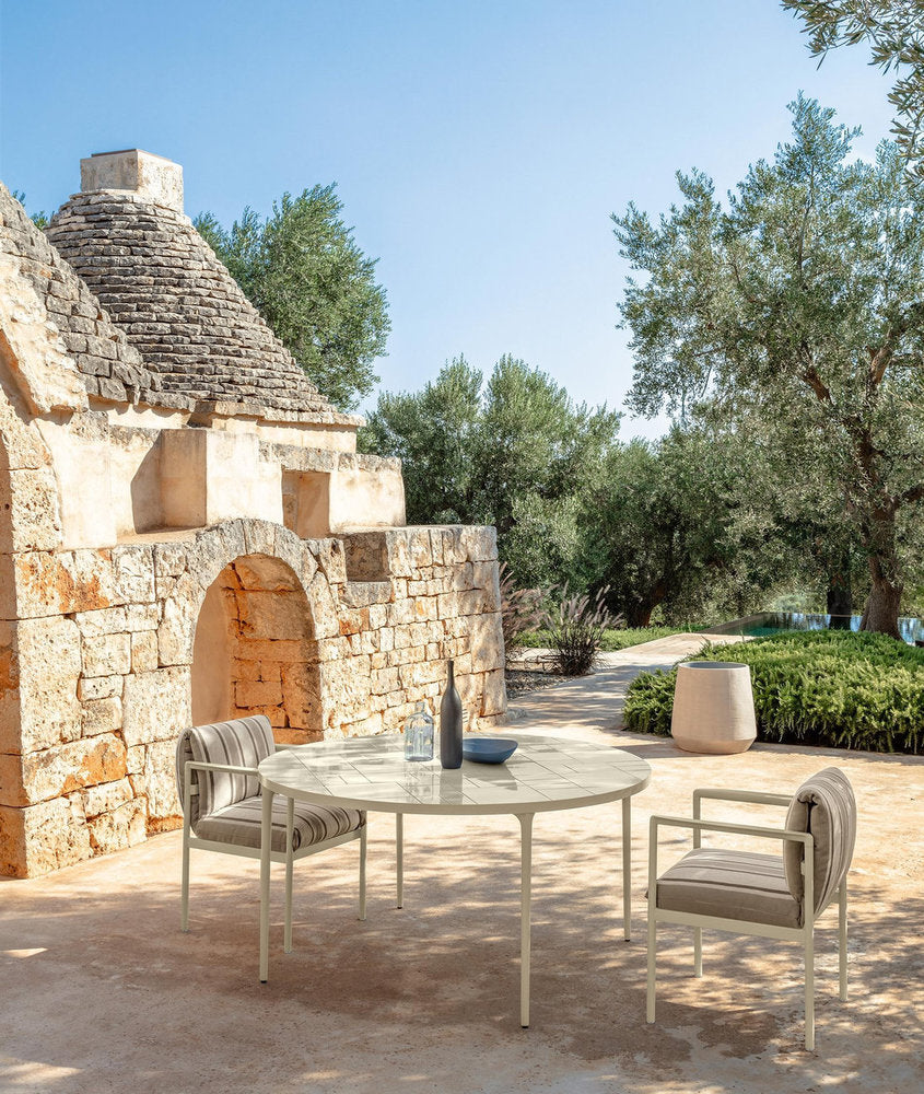 Tavolo rotondo da esterno Nalu Talenti in alluminio e gres per terrazza e giardino 