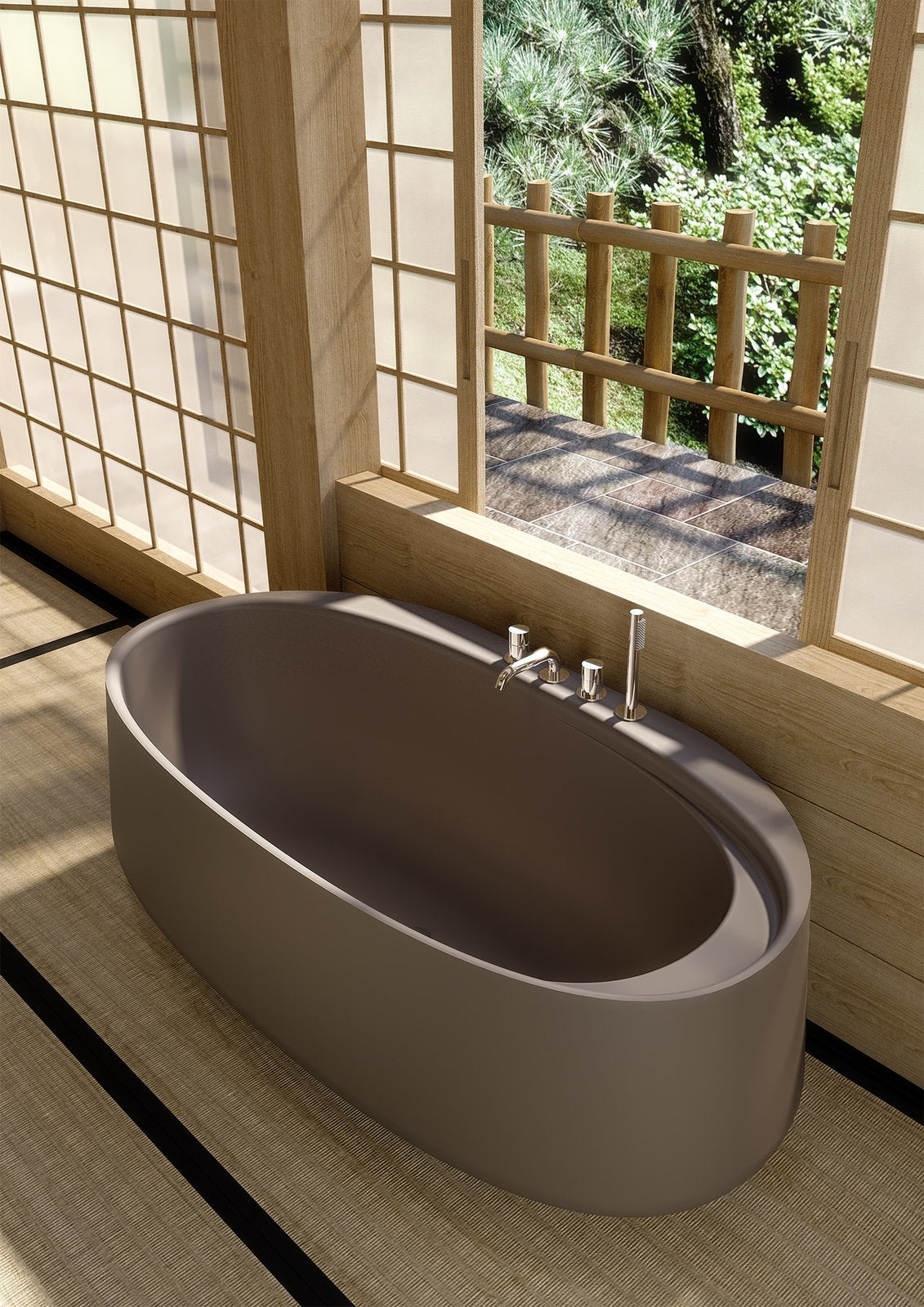 Vasca da bagno ovale IKI Wall grigia 160x80 cm TechFusion design moderno arredo bagno Milano