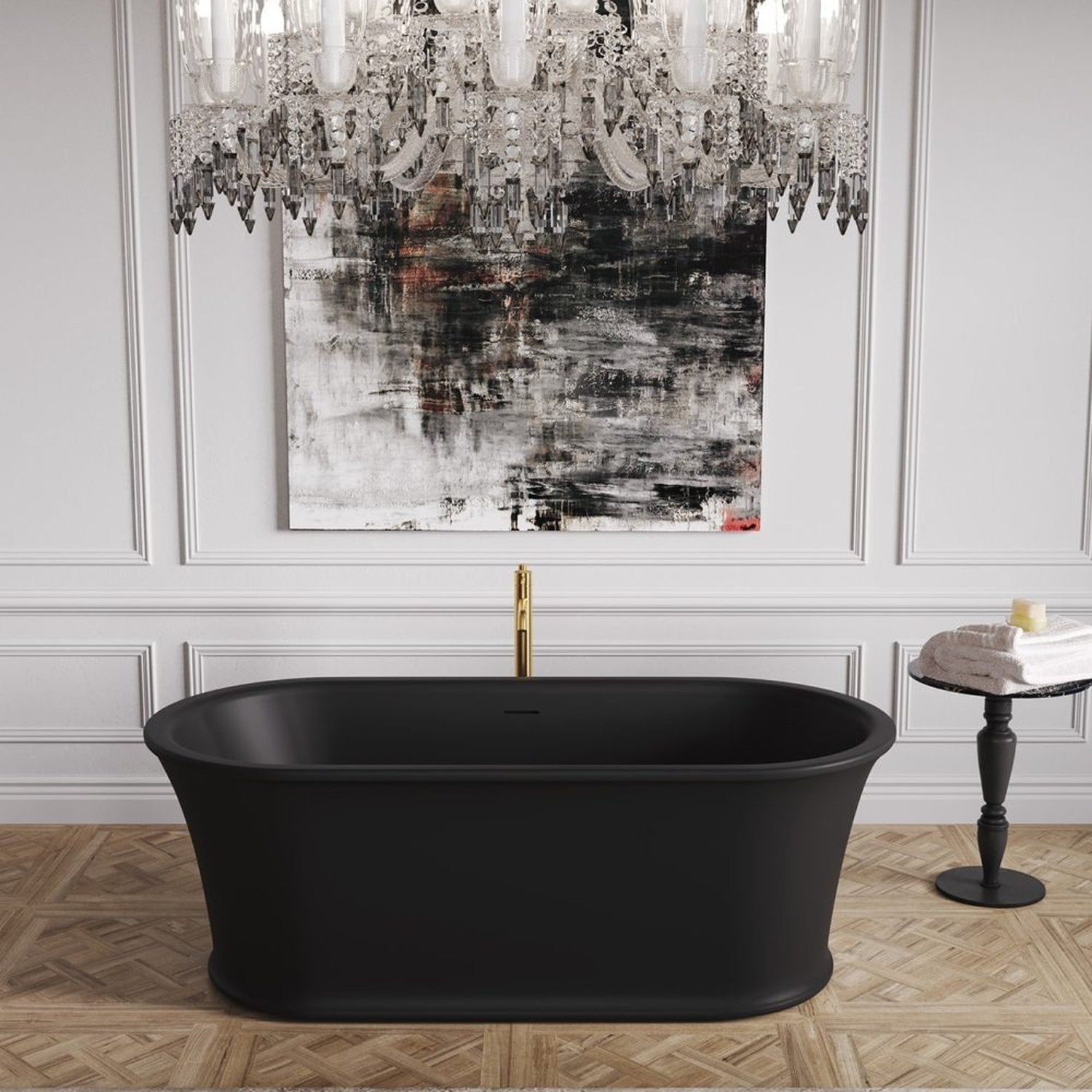 Vasca freestanding Skye Central Forma Aquae, finitura opaca nera, stile vittoriano