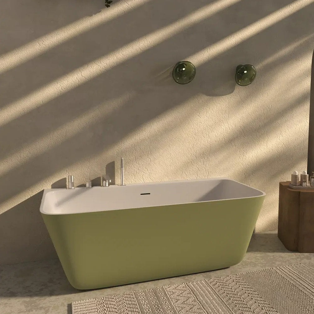 Vasca design Meda Wall parete 150x75 cm bicolore colore verde oliva e bianco all'interno