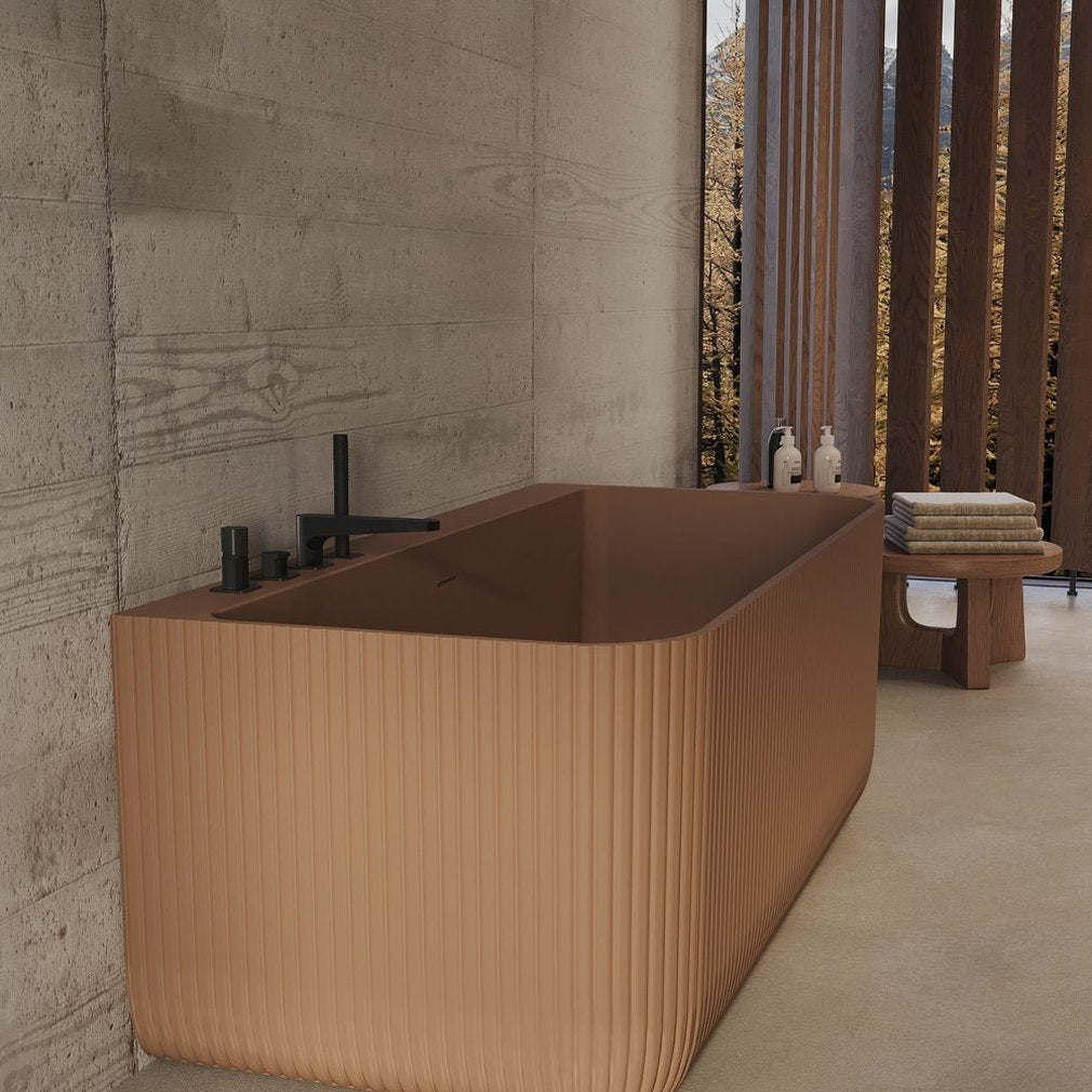 Vasca bagno Oasi Small Wall Forma Aquae texture rigata design italiano Milano arredo bagno lusso