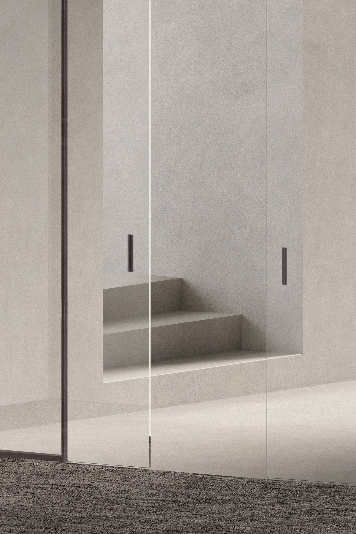 Ante scorrevoli in vetro trasparente con maniglie incassate, soluzione divisoria Cernobbio Viva Porte